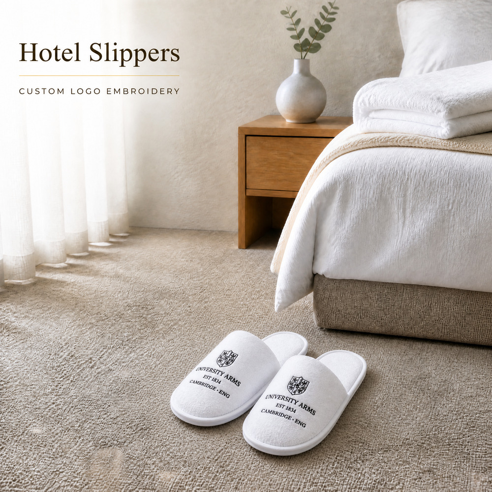 OEM Custom Black Non-Slip Disposable Hotel Spa Airline Guest Slippers for Men Women