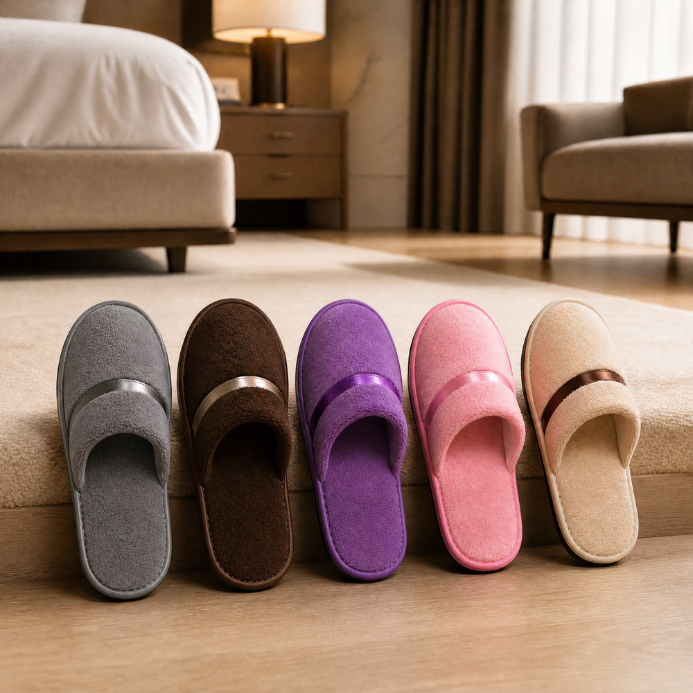 Factory Wholesale Coral Fleece Ultra Soft Star Hotel Spa Luxury Slippers Wedding Party Guest Slippers