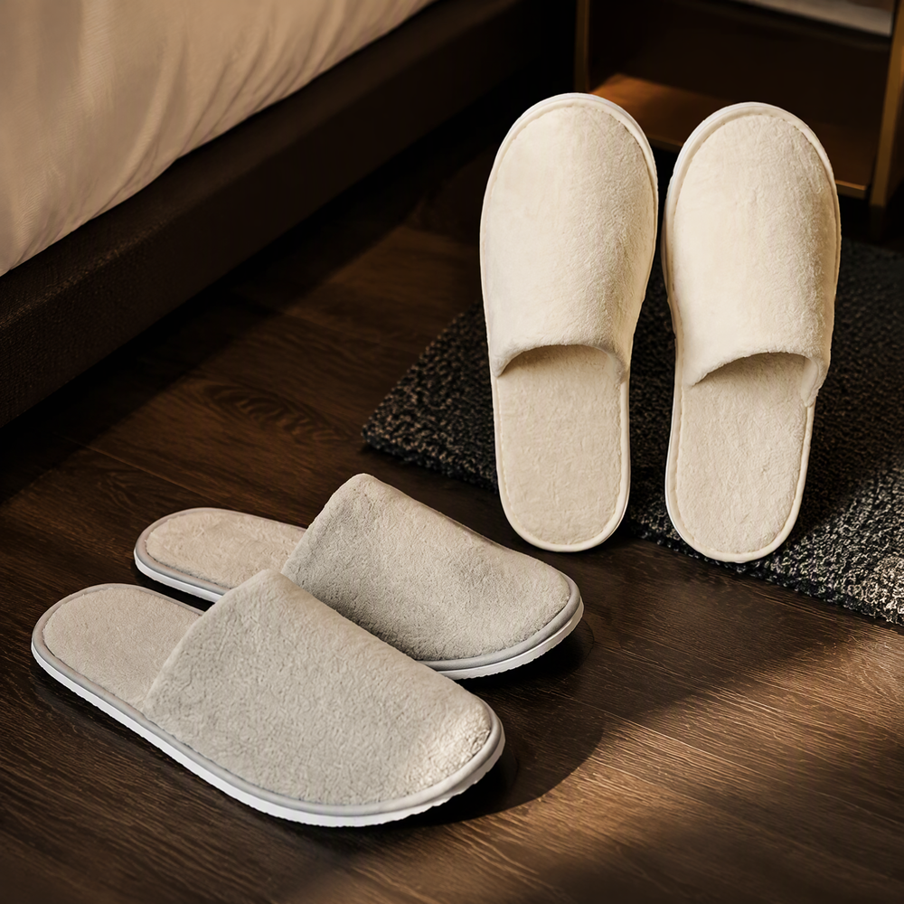 Custom Cheap Luxury Soft Closed Toe Washable White Coral Fleece Guests Room Disposable Hotel Slippers