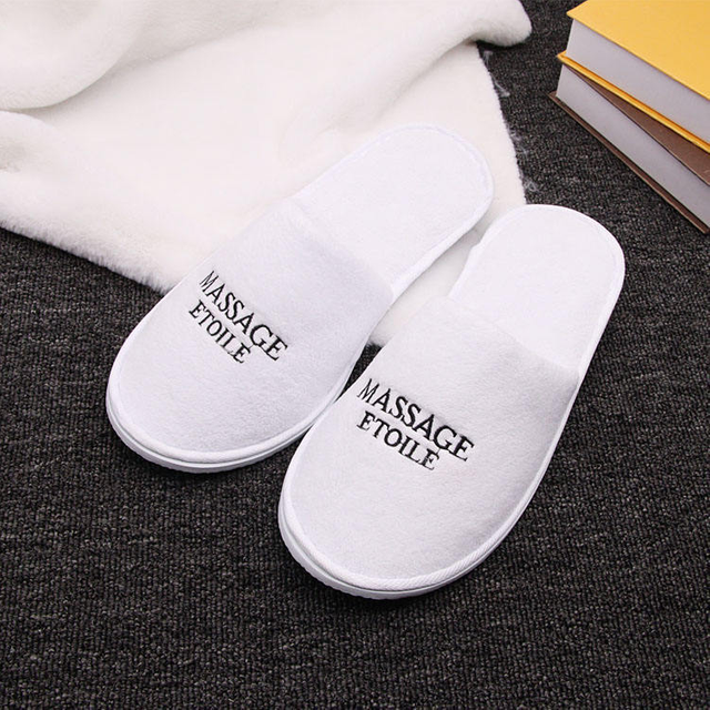 Custom Cheap Luxury Soft Closed Toe Washable White Coral Fleece Guests Room Disposable Hotel Slippers